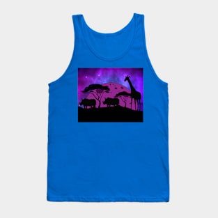 Retro Vintage Sunset Africa At Night Tank Top